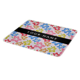 Planche À Découper Hibiscus Coloré, Motif De Fleurs, Votre Nom
