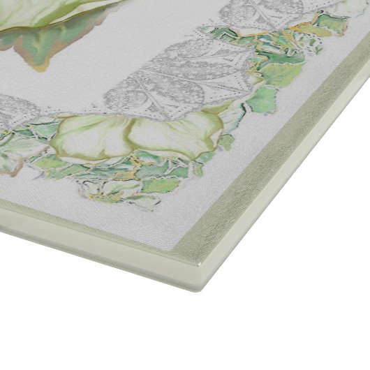 Planche À Découper Hibiscus & dentelle BLANC (Coin)