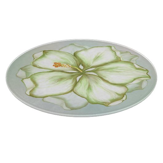 Planche À Découper Hibiscus & dentelle BLANC (Coin)