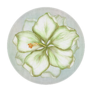 Planche À Découper Hibiscus & dentelle BLANC