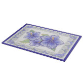 Planche À Découper Hibiscus & dentelle BLEU (Coin)