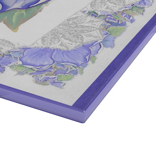 Planche À Découper Hibiscus & dentelle BLEU (Coin)