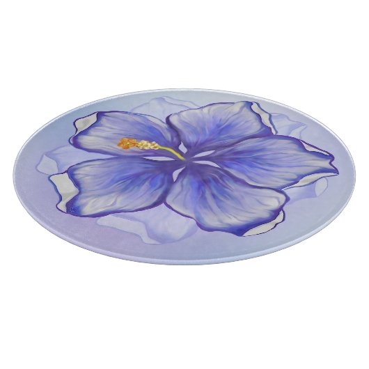 Planche À Découper Hibiscus & dentelle BLEU (Coin)