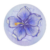 Planche À Découper Hibiscus & dentelle BLEU (Devant)