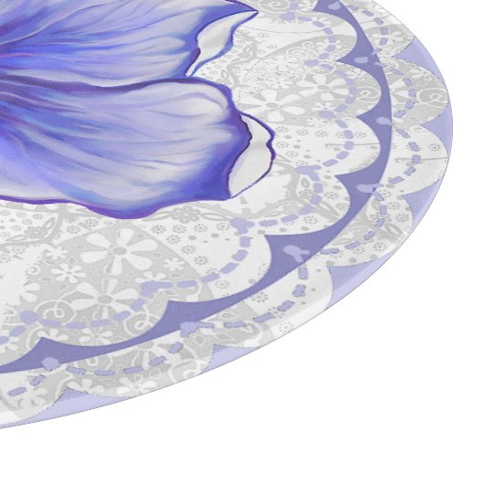 Planche À Découper Hibiscus & dentelle BLEU (Coin)