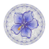 Planche À Découper Hibiscus & dentelle BLEU (Devant)