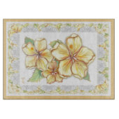 Planche À Découper Hibiscus & dentelle JAUNE (Devant)