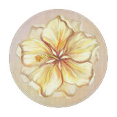 Planche À Découper Hibiscus & dentelle JAUNE (Devant)