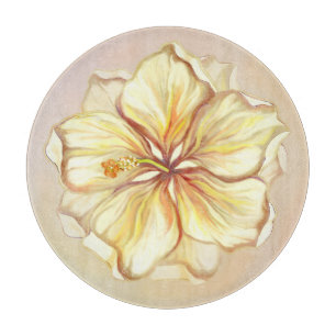 Planche À Découper Hibiscus & dentelle JAUNE