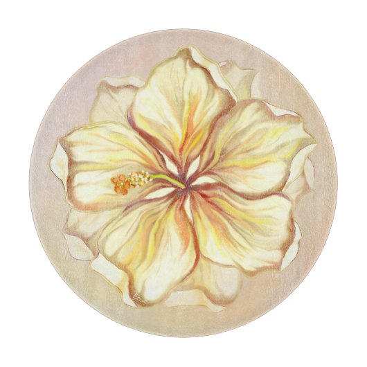 Planche À Découper Hibiscus & dentelle JAUNE (Devant)