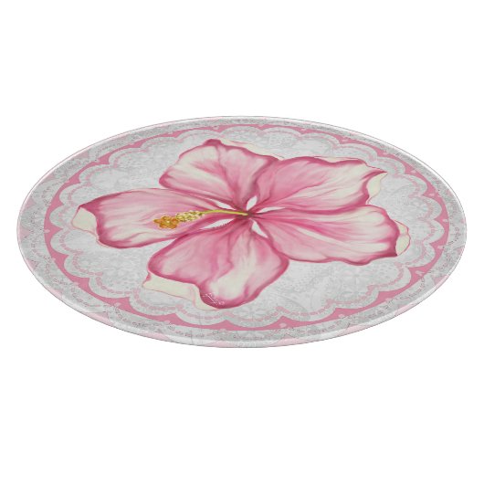 Planche À Découper Hibiscus & dentelle PINK (Coin)