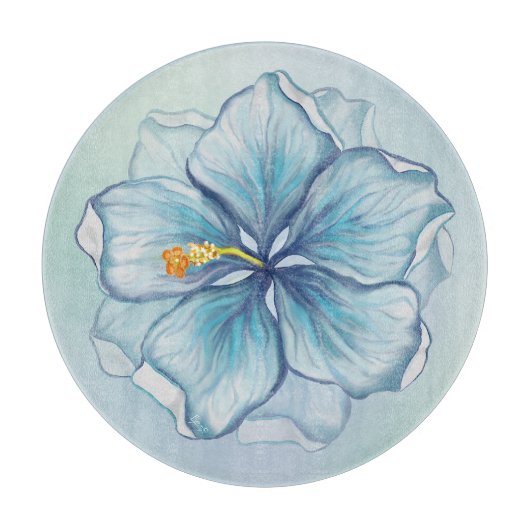 Planche À Découper Hibiscus & dentelle TURQUOISE (Devant)