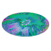 Planche À Découper Hibiscus psychédélique rétro vert et rose chaud (Coin)