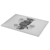 Planche À Découper Hibou Gris Orchidées Blanches (Coin)