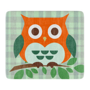 Planche À Découper Hibou mignon sur une branche