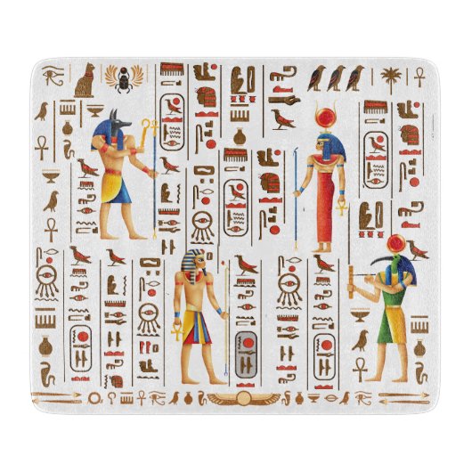 Planche À Découper Hiéroglyphes et divinités de l'Égypte d'or sur le (Devant)