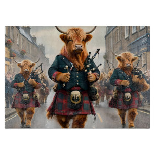Planche À Découper Highland Harmony : Bagpipe Highland Cow Band