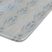 Planche À Découper Hippocampe côtier Cameo bleu crème rayé Monogramme (Coin)
