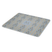 Planche À Découper Hippocampe côtier Cameo bleu crème rayé Monogramme (Coin)