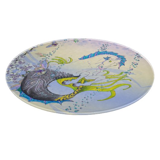 Planche À Découper Hippocampe (crâne) avec bleu/violet/beige (Coin)