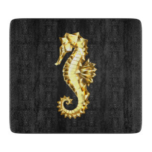 Planche À Découper Hippocampe Polygonal Or