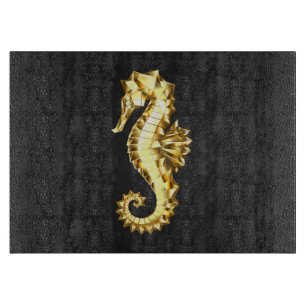 Planche À Découper Hippocampe Polygonal Or