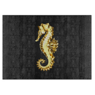 Planche À Découper Hippocampe Polygonal Or