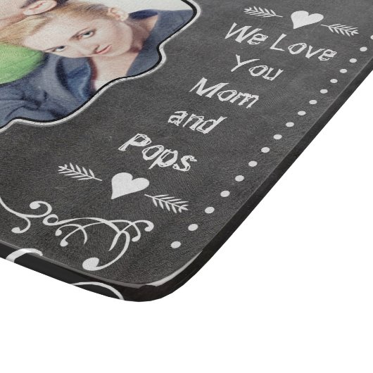 Planche À Découper Hipster Family Photo Chalkboard We Love YOU (Coin)