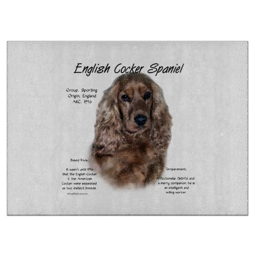 Planche À Découper Historique de l'English Cocker Spaniel (foie) (Devant)