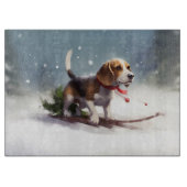 Planche À Découper hiver de neige de Noël beagle (Devant)