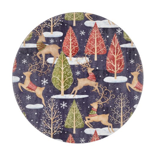 Planche À Découper Hiver des rennes Whimsical (Devant)