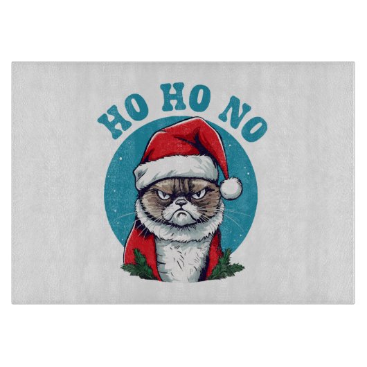 Planche À Découper Ho ho non - drôle de chat grumpy santa (Devant)