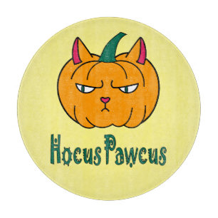 Planche À Découper Hocus pawcus Halloween citrouille ginger cat magie