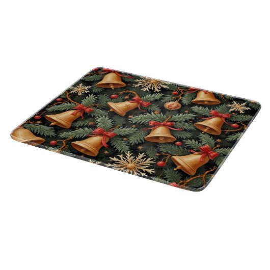 Planche À Découper Holiday pattern, Christmas Bells with Snowflakes, (Coin)