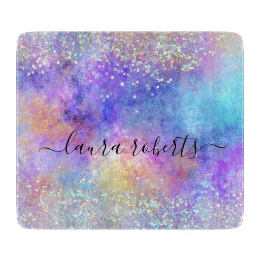 Planche À Découper Holographe Script Glam Parties scintillant Opale (Devant)