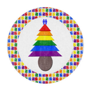 Planche À Découper Hommes gais Arbre de Noël arc-en-ciel et présente