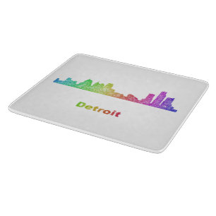 Planche À Découper Horizon de Detroit d'arc-en-ciel
