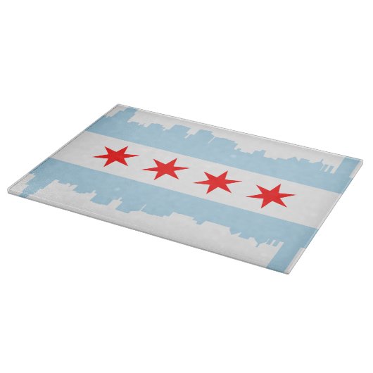 Planche À Découper Horizon de drapeau de Chicago (Coin)