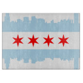 Planche À Découper Horizon de drapeau de Chicago (Devant)