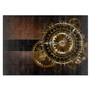 Planche À Découper Horloge Steampunk avec des engrenages anciens