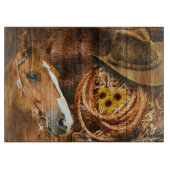 Planche À Découper Horse Cowboy Casquette Lasso Sunflower Rustic Barq (Devant)