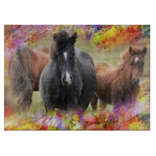 Planche À Découper Horses Colorful (Devant)