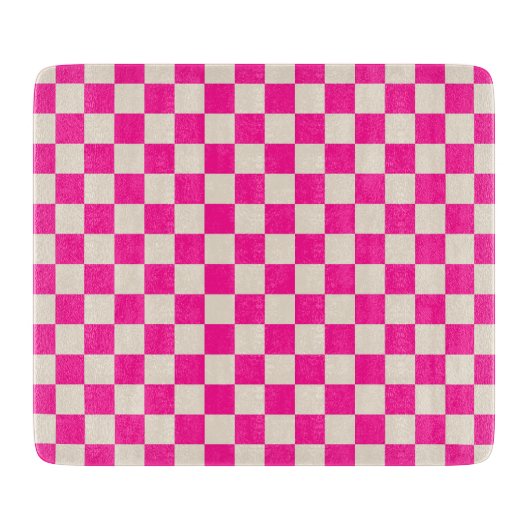 Planche À Découper Hot pink and tan checkerboard pattern (Devant)