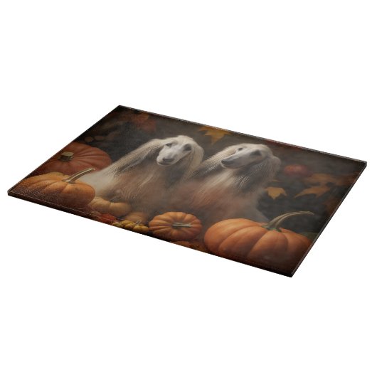 Planche À Découper hound afghan Chiot Automne Citrouille de plaisir (Coin)