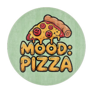 Planche À Découper Humeur : Pizza - Fun Cartoon Slice avec Happy Topp