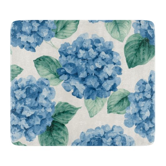 Planche À Découper Hydrangea Bleus Aquarelle Florale Botanique Florai (Devant)