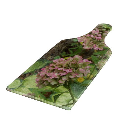 Planche À Découper Hydrangea d'automne en fleurs avec feuilles d'host (Coin)