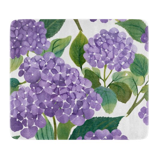 Planche À Découper Hydrangea Violette Fleur Côtière Aquarelle Florale (Devant)
