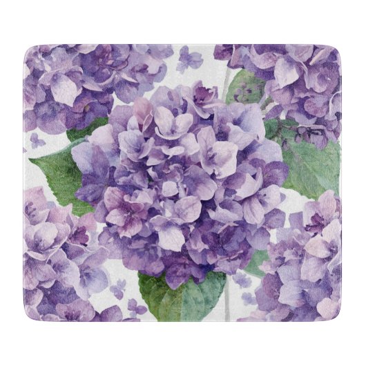 Planche À Découper Hydrangea Violette Fleur Lavande Aquarelle  (Devant)