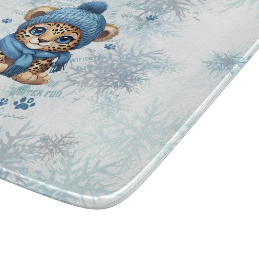 Planche À Découper IA générée | Cute Leopard | Hiver (Coin)